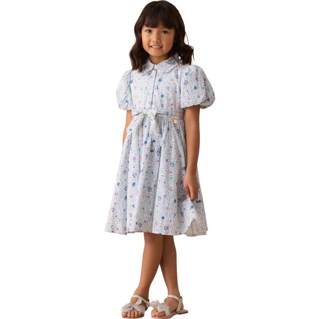Angel & Rocket Kids' Danni Printed Cotton Shirt Dress, Blue/Multi