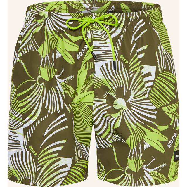 BOSS Piranha Swim Shorts - Green, Medium Green, Size M, Men