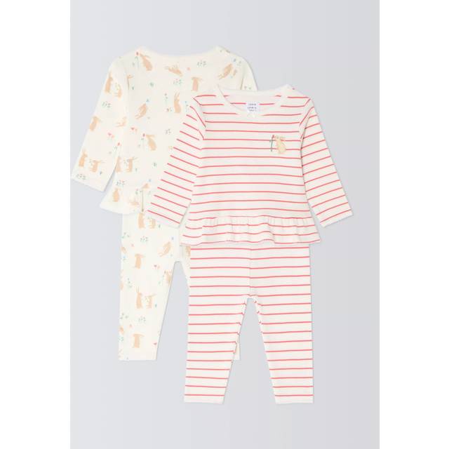 John Lewis Baby Bunny Pyjamas, Pack of 2, Multi