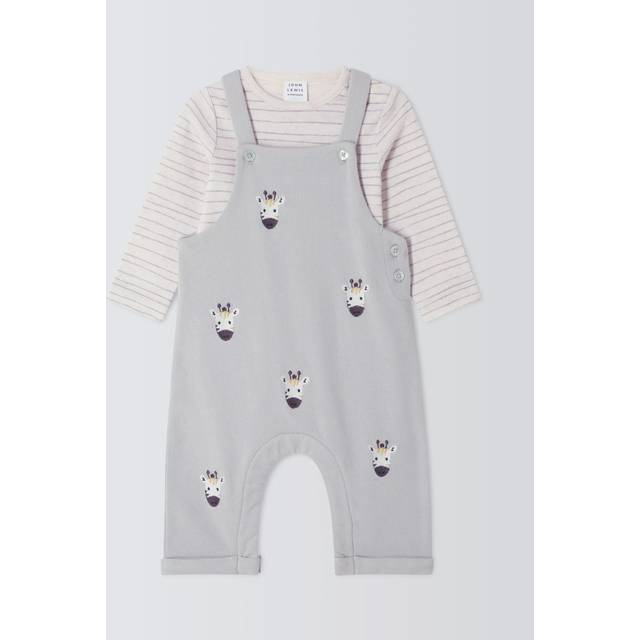 John Lewis Baby Zebra Dungarees and Long Sleeve Bodysuit Set, Multi