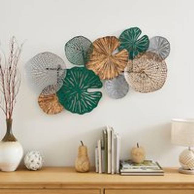 Nouveau Lotus Indoor Outdoor Metal Wall Art - Green