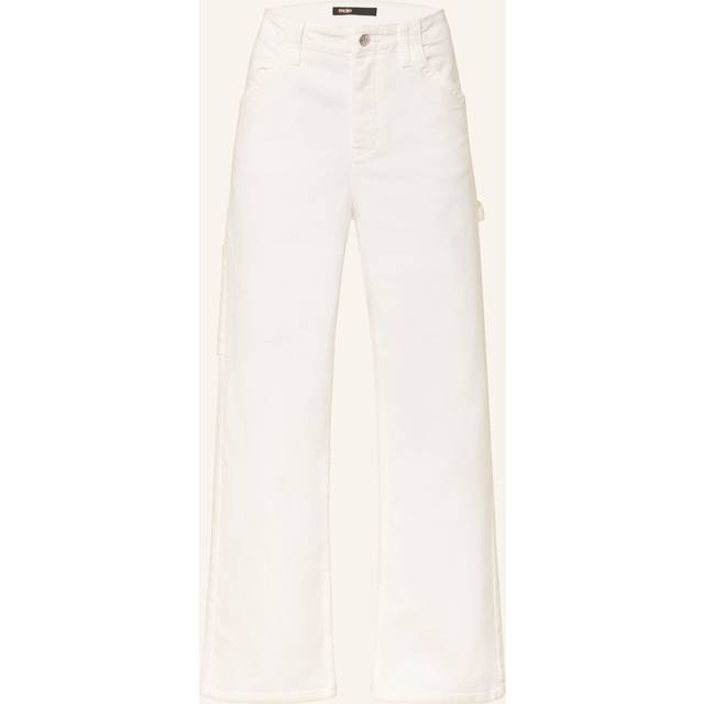 Jean Coupe Carpenter - Blanc - Maje -  Matière principale: 97% coton, 3% elasthanneDoublure poches: 67% polyester, 33% cotonJacron: cuir de veau - Prêt-à-porter > Bas > Jeans
