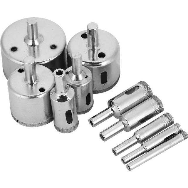 10Pcs/Set Diamond Coated Core Drill Bit 6~50mm Hole Saw for Tile Ceramic Glass Porcelain Marble