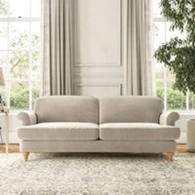 Evie Large 3 Seater Sofa - Tonal Plush Chenille Natural