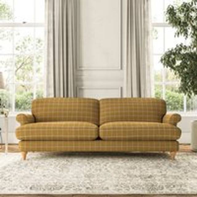 Evie 4 Seater Sofa - Check Ochre