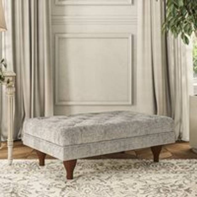 Warwick Footstool - Chunky Chenille Silver