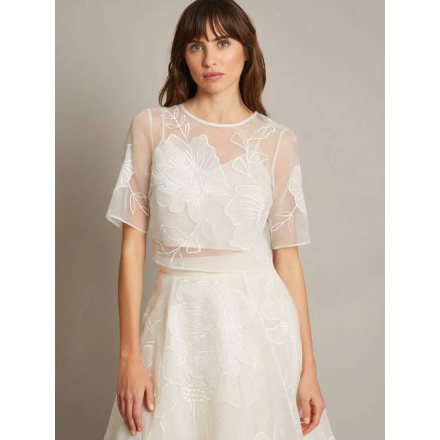 Monsoon Rosie Lace Floral Bridal Top, Ivory