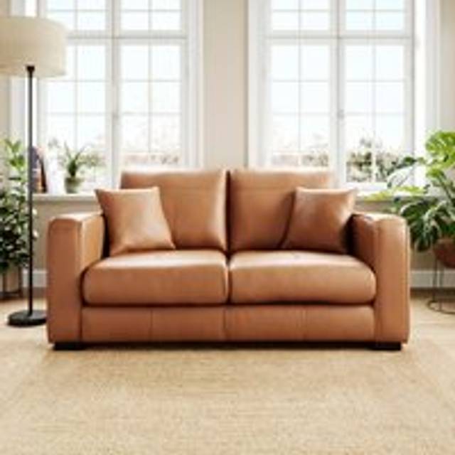 Carson Classic Leather 2 Seater Sofa - Classic Leather Tan