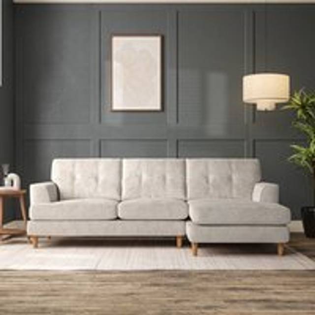 Cooper 3 Seater Chaise Sofa - Chunky Chenille White Sand