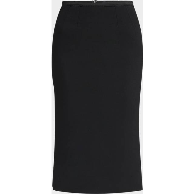 Stretch Crepe Straight Midi Skirt - BLACK - 40 IT (4 US)