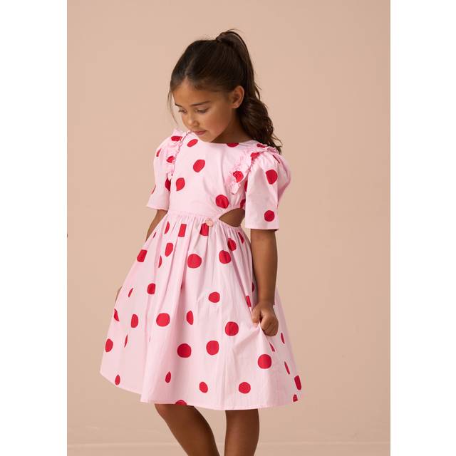 Girls Pink Polka Dot Dress | Angel & Rocket / 4 yrs