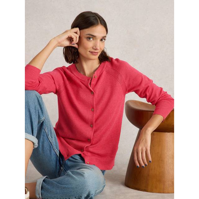 White Stuff Lulu Organic Cotton Cardigan, Mid Pink