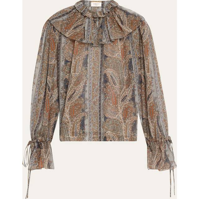 Paisley Button Down Sheer Blouse - MULTICOLORE - 36 FR (4 US)