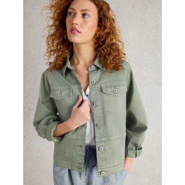 White Stuff Womens Mid Green Camille Denim Jacket - 14