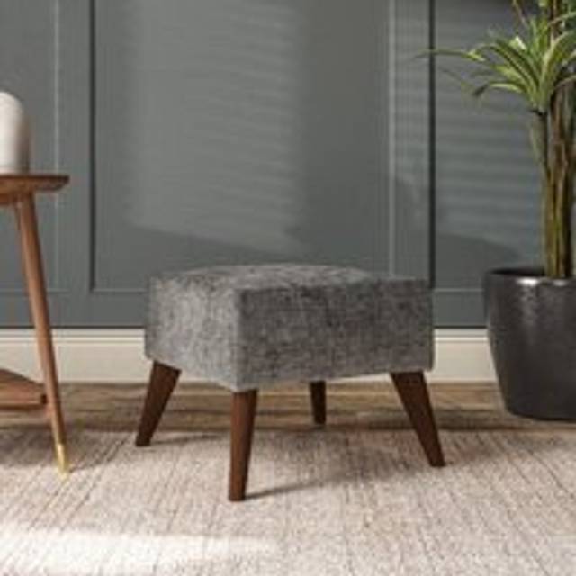 Marlow Footstool - Chunky Chenille Charcoal
