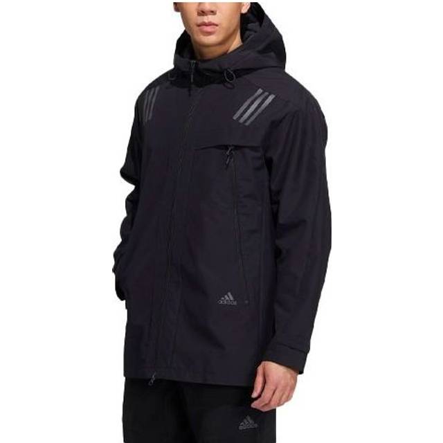 adidas Solid Color Zipper Hooded Jacket 'Black' - DefaultColor - L