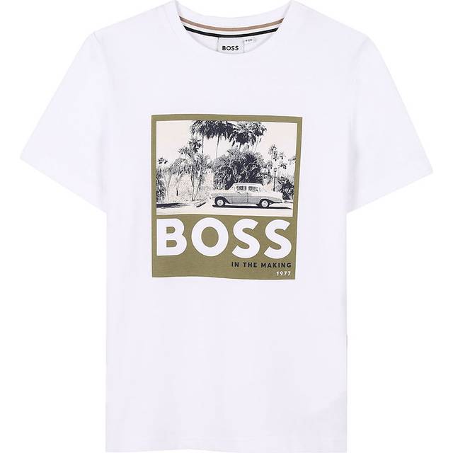 Boss Boys White Cotton Graphic Print T-Shirt - 5 year