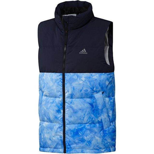 adidas Stand Collar Leisure Sports Windproof Warm Down Vest Men Hide Blue GE9983 - XS