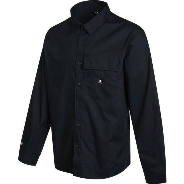 Converse Woven Long Sleeve Button Down Shirt 'Black' 10023803-A01