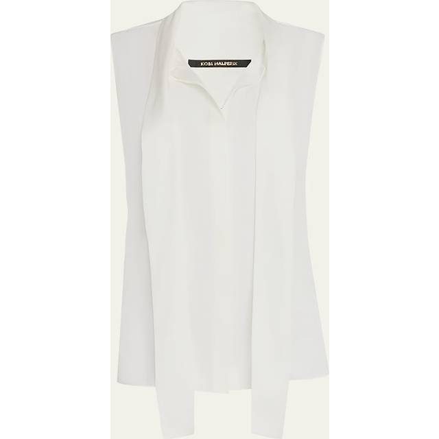 Ives Sleeveless Tie-Neck Blouse - IVORY - XX-Large