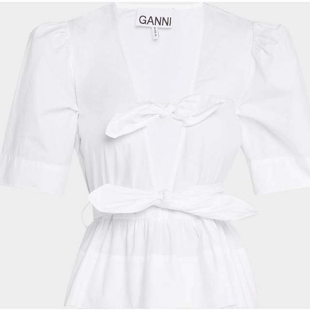 Ganni-Blouse With Ruffles Top Bianco-Donna - 40