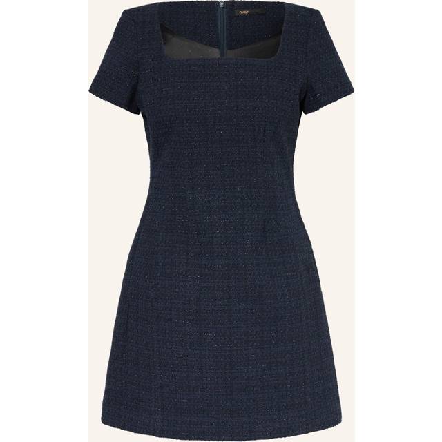 Robe Courte En Tweed - Bleu Marine - Maje -  Matière principale: 61% coton, 20% polyester, 13% acrylique, 3% viscose, 1% elasthanne, 1% fibres métallisées, 1% polyamideDoublure: 100% viscose - Prêt-à-porter > Robes > Robes courtes