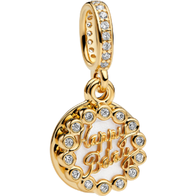 Pandora Pendants & Charms - Happy Birthday Cake Dangle Charm - gold - Pendants & Charms for ladies - unisize