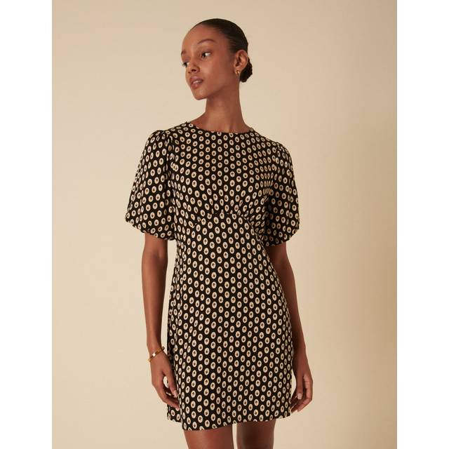 Nobody's Child Benita Floral Print Mini Dress, Black Vintage Print