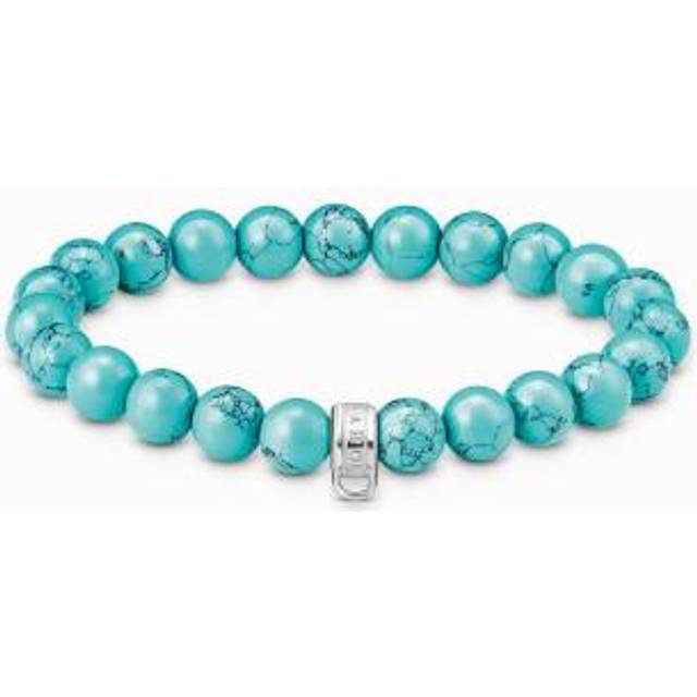 THOMAS SABO Ladies Silver Imitation Turquoise Bead Bracelet X0293-404-17-L17 - Blue
