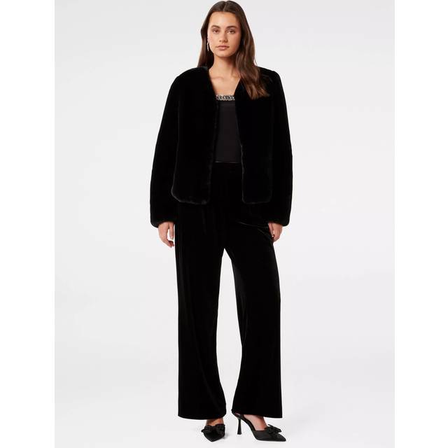 Forever New Lana Faux Fur Coat, Black