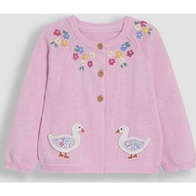 JoJo Maman Bébé Kids' Duck Applique Pocket Cardigan, Pink