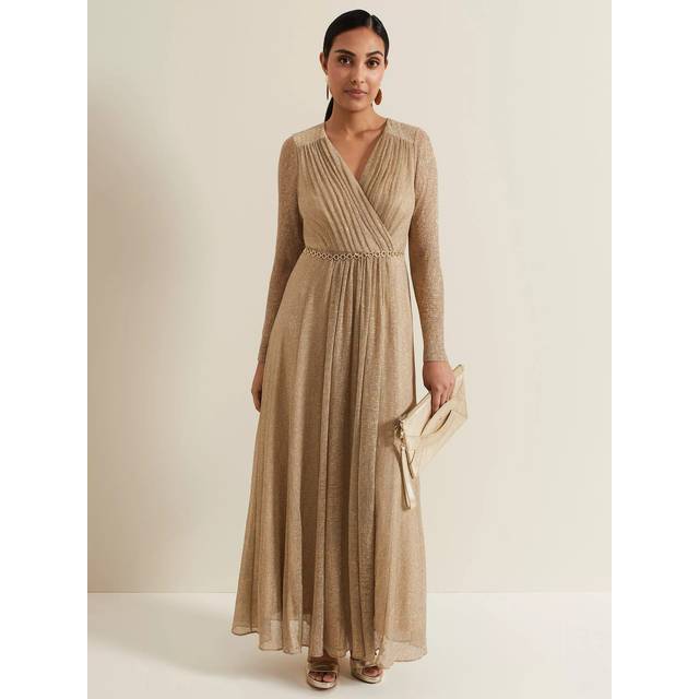 Phase Eight Women's Petite Masie Metallic Jersey Maxi Dress - Gold - 10