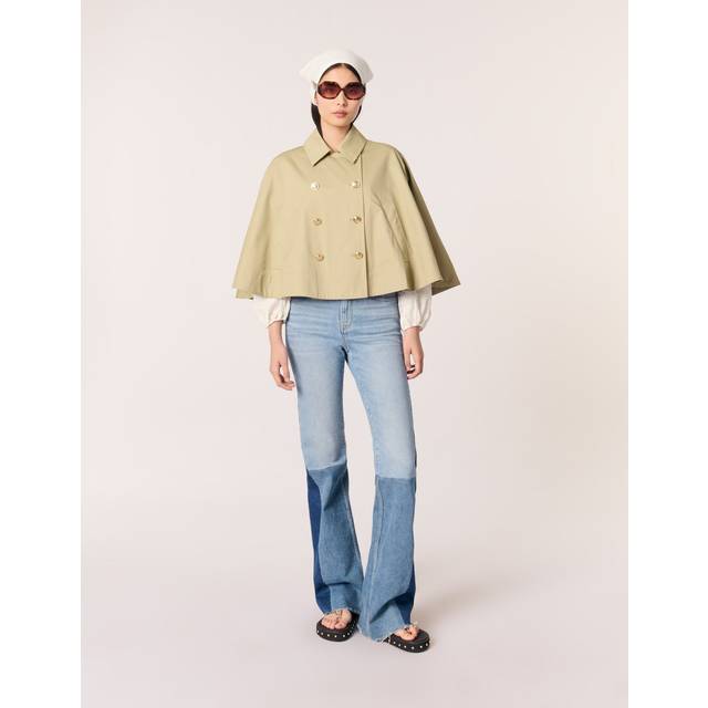 Trench Court Effet Cape - Vert - Maje -  Matière principale: 100% cotonBiais: 100% polyester - Prêt-à-porter > Hauts > Manteaux
