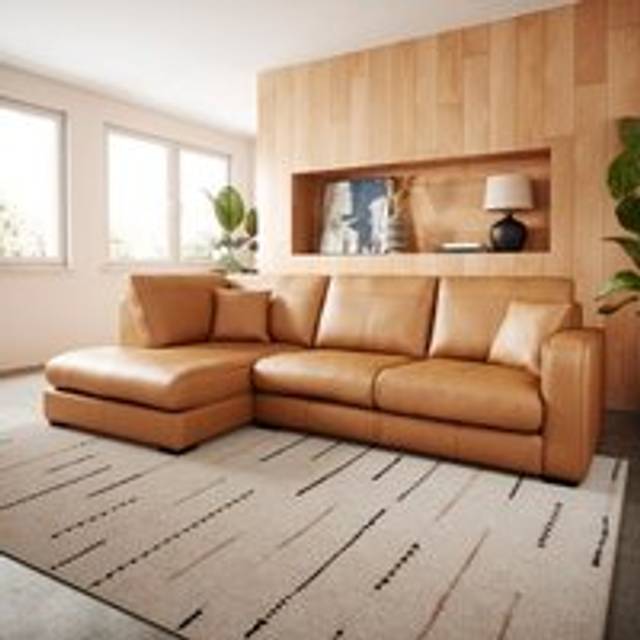 Carson Vintage Leather Large Corner Chaise Sofa - Vintage Leather Tan