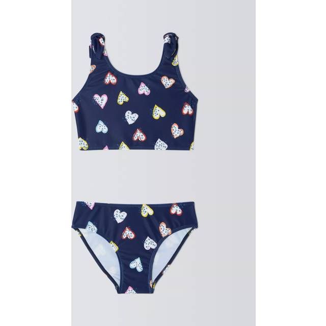John Lewis Kids' Animal Print Hearts Bikini, Navy