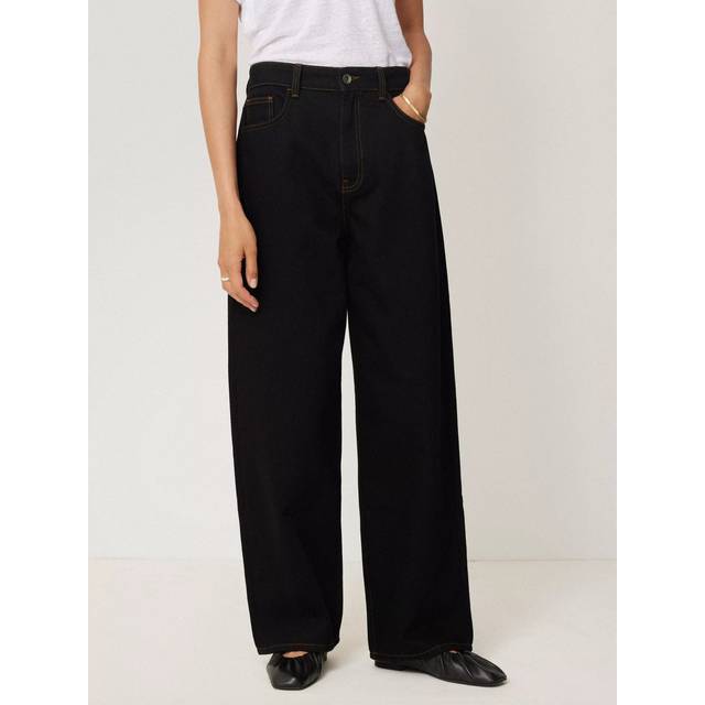 Jigsaw Lucia High Waisted Wide Leg Jeans, Black