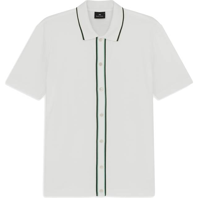 PS Paul Smith Ecru Button-Front Stretch-Cotton Polo Shirt White - L
