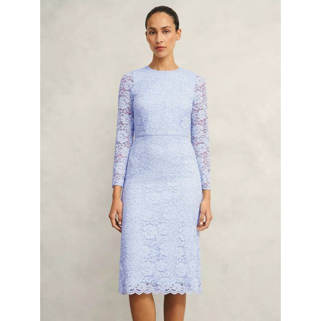 Hobbs Petite Ottilie Floral Lace Shift Dress, Pale Blue