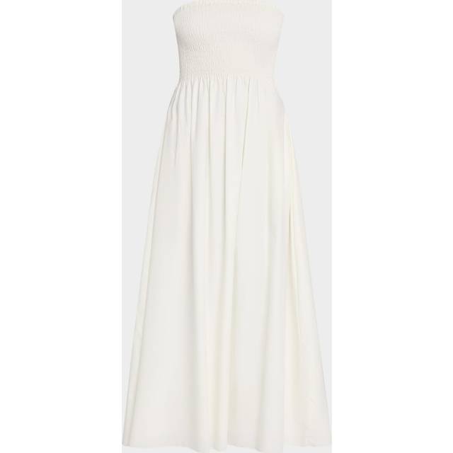 Jamie Strapless Linen Midi Dress - WHITE - X-Large