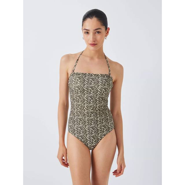 John Lewis Cos Ruched Bandeau Swimsuit, Khaki