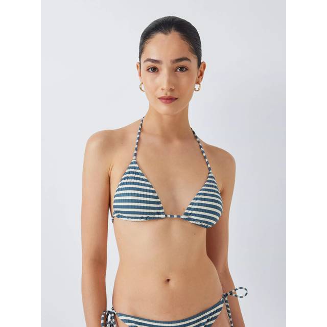 John Lewis Valencia Triangle Bikini Top, Blue/White