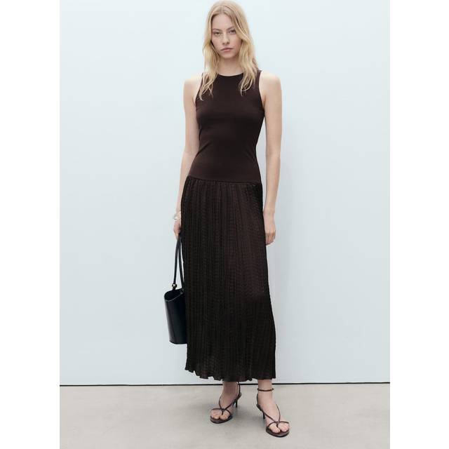 Mango Parrot Sleeveless Maxi Dress, Brown