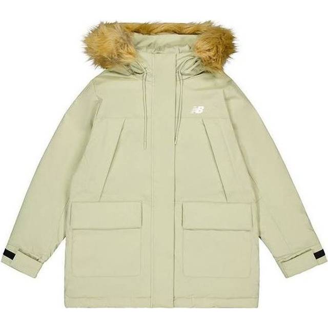 (WMNS) New Balance Winter Mid-Down Jacket 'Lime Green' AWJ34305-FUG - Lime Green/Brown