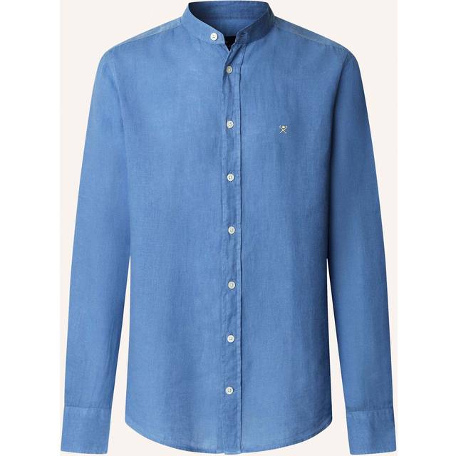 Hackett London Linen Tailored Fit Porter Grandad Collar Shirt