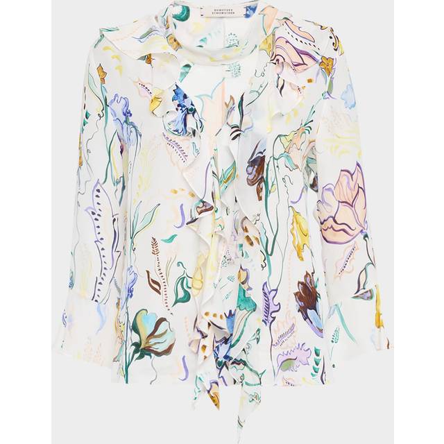 Floral Twist Ruffle Silk Georgette Blouse - WICKED FLOWER PRINT - 1 (US 2)