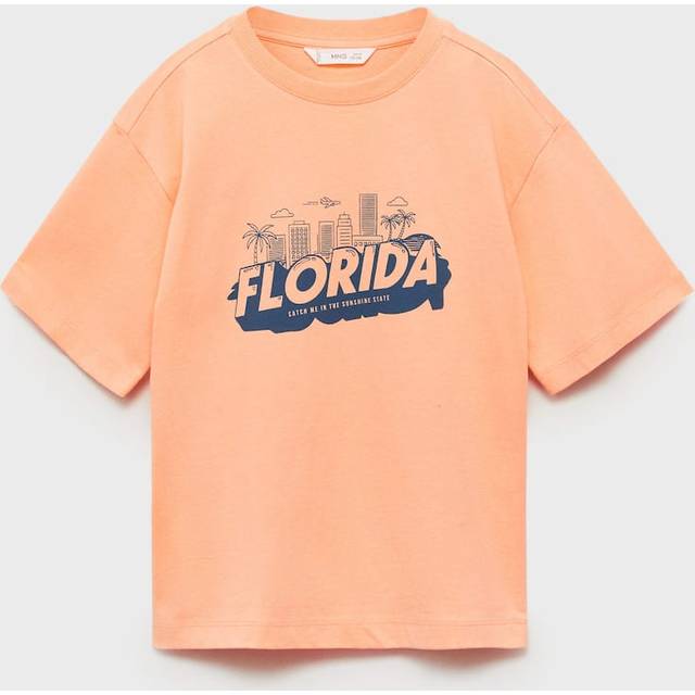 Short-sleeved printed t-shirt orange - Kids - 5-6 years - MANGO KIDS - Orange