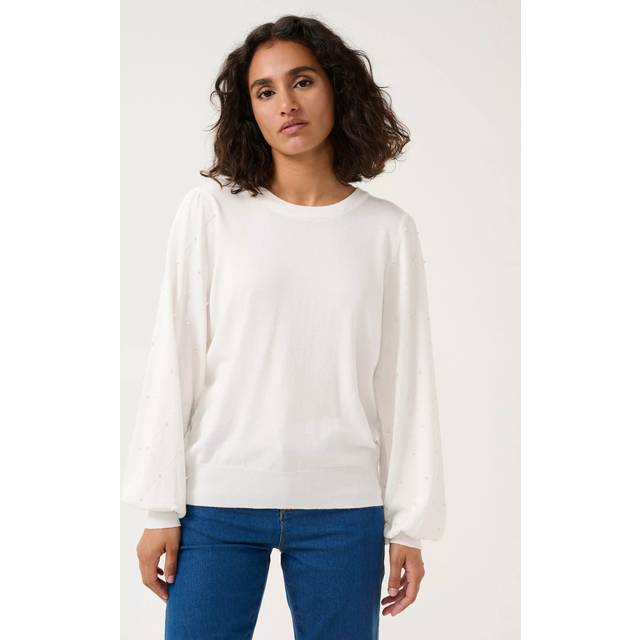 Karen Embellished Sweater - Chalk - Danish brand KAFFE has been offering timeless collections adorned with feminine details since 1993. The label offers a range of versatile, minimalistic styles that look and feel great, making your daily edit stylish and effortless.