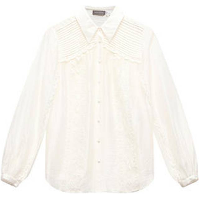 Mint Velvet Pintuck Trim Detail Shirt, Ivory