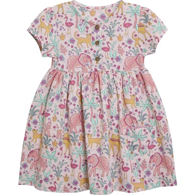 JoJo Maman Bébé Kids' Safari Animals Dress, Coral/Multi