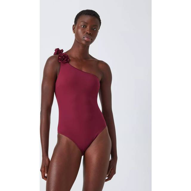 John Lewis Las Flores One Shoulder Swimsuit, Black